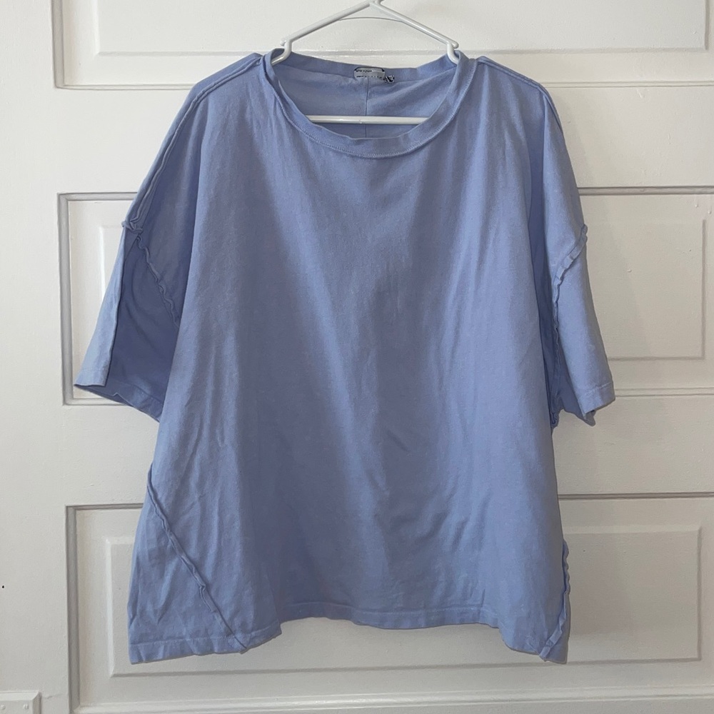 Raw edge Periwinkle shirt